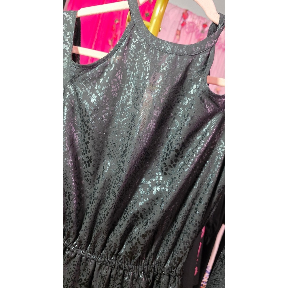 Michael Kors Metallic Snakeskin Cold Shoulder Ruffle Midi Wrap Dress Black XS - Picture 5 of 12